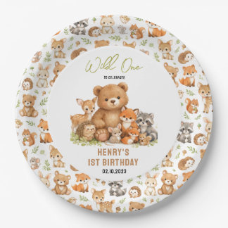 Forest Woodland Animals Wild One 1st Birthday Paper Plates