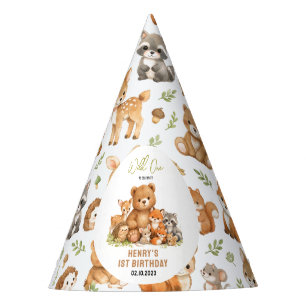 Forest Woodland Animals Wild One 1st Birthday Party Hat