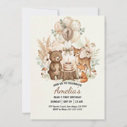 Forest Woodland Animals Wild One Birthday