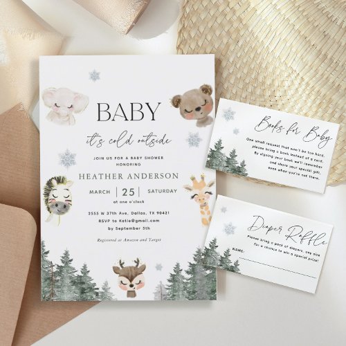 Forest Woodland Baby Its Cold Outside Baby Shower Invitation