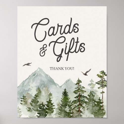 Forest woodland cards and gifts party sign