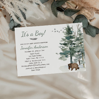 Forest Woodland Country Bear Boy Baby Shower Invitation by MaggieMart at Zazzle