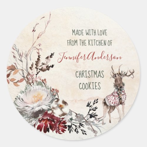 Forest Woodland Deer Christmas Bakery Baked Cookie Classic Round Sticker