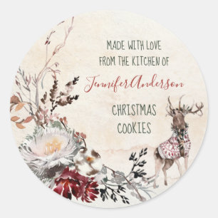 Forest Woodland Deer Christmas Bakery Baked Cookie Classic Round Sticker
