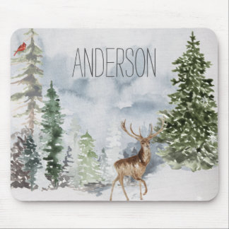 Forest Woodland Deer Name Mouse Pad