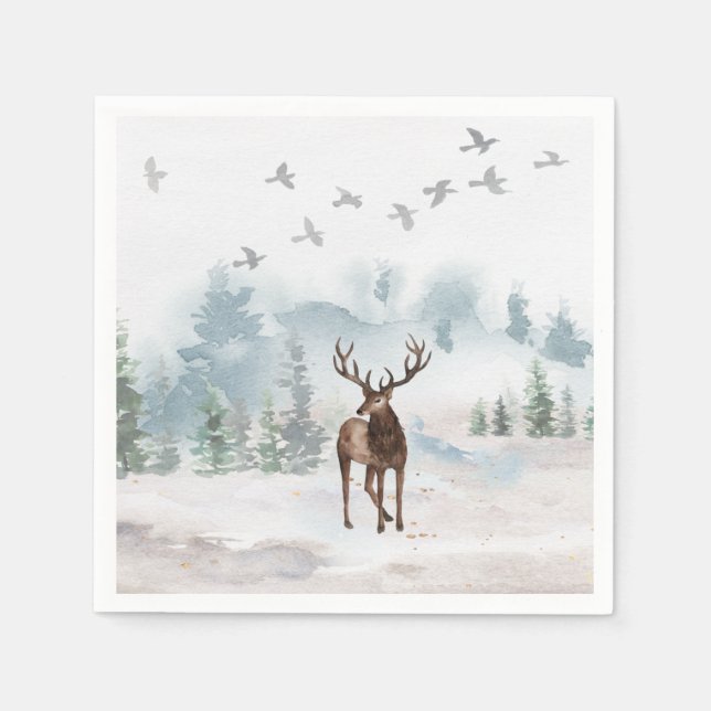 Forest Woodland Deer Napkins (Front)