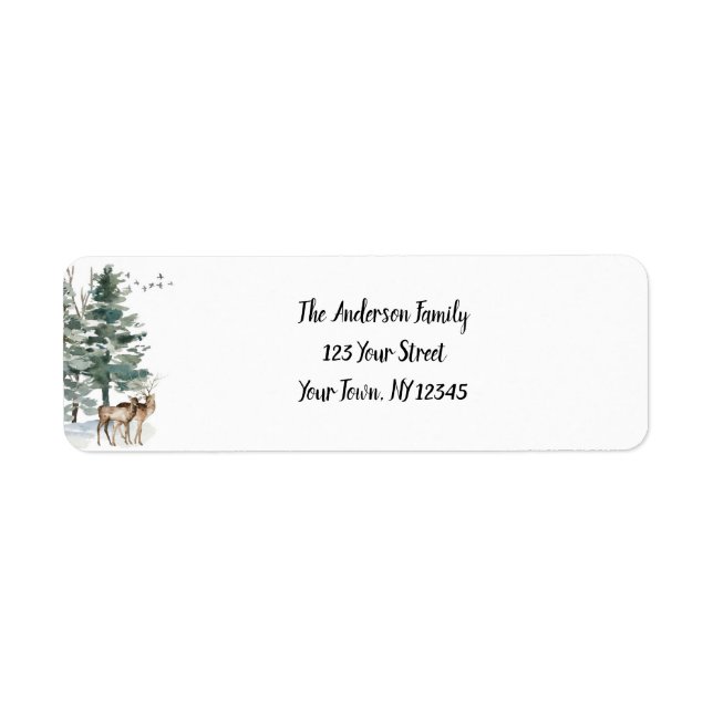 Forest Woodland Deer Pine Return Address Label (Front)