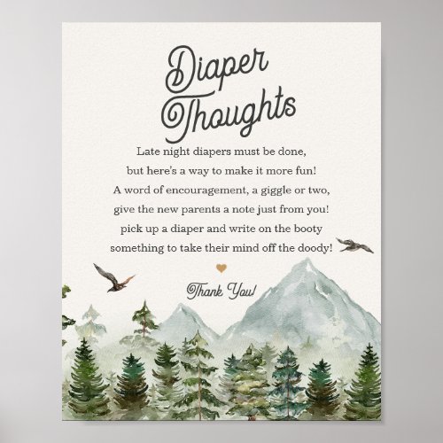 forest woodland diaper thoughts baby shower sign