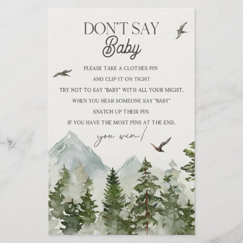 forest woodland dont say baby shower game 