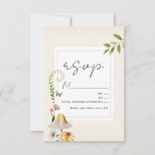 Forest Woodland Floral Mushroom Wedding RSVP Card