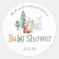 Forest Woodland Fox Baby Shower Classic Round Sticker