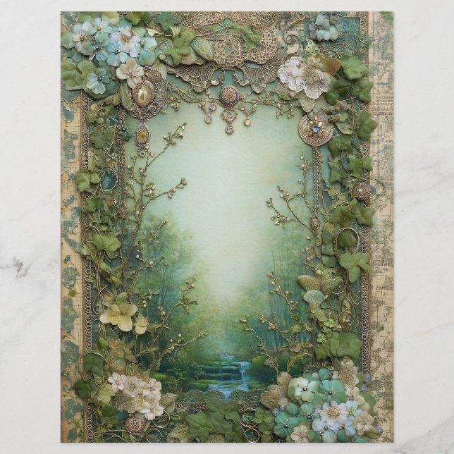 Forest Woodland Junk Journal Scrapbook Paper (Front)