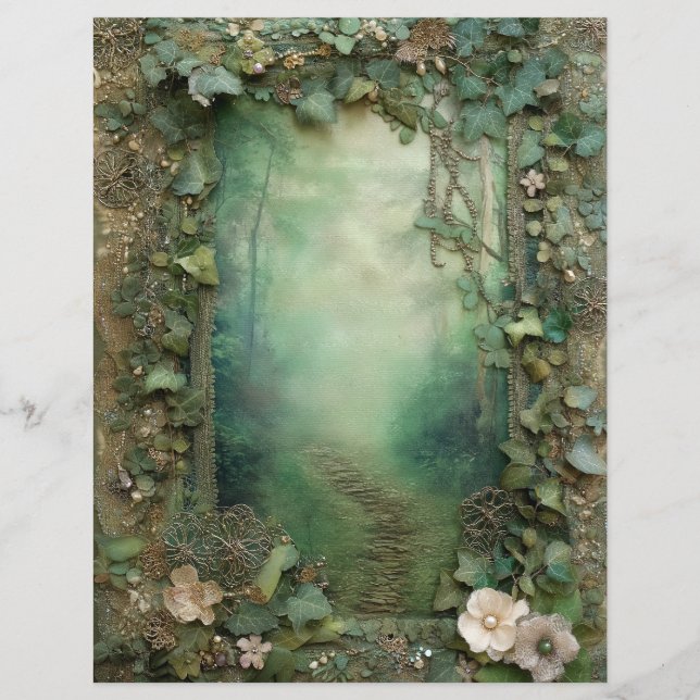 Forest Woodland Junk Journal Scrapbook Paper (Front)