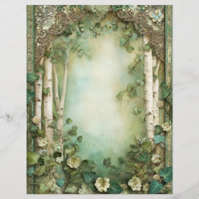 Forest Woodland Junk Journal Scrapbook Paper (Front)