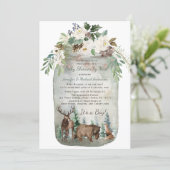 Forest Woodland Mason Jar Baby Shower By Mail Invitation (Standing Front)