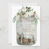 Forest Woodland Mason Jar Baby Shower By Mail Invitation (Front)