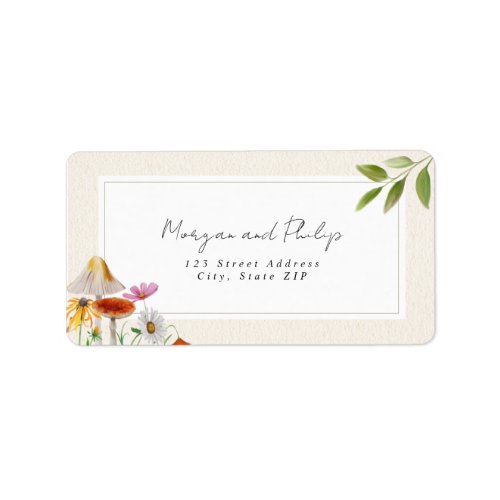 Forest Woodland Mushroom Floral Wedding Label