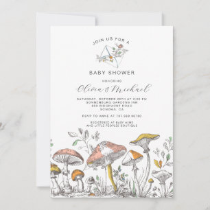Forest Woodland Mushrooms Baby Shower Invitation