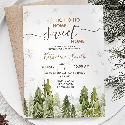 Forest Woodland Pine Tree Housewarming Sweet Home Invitation