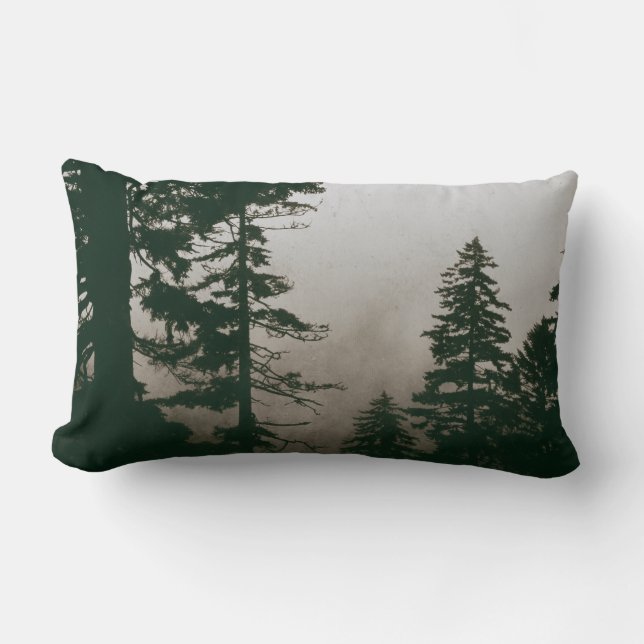 Forest Woodland Pine Tree Landscape Scene Lumbar Pillow (Front)
