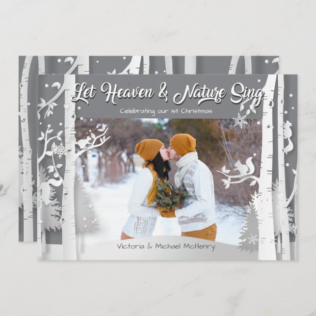 Forest woodland snow scene photo holiday card (Front/Back)