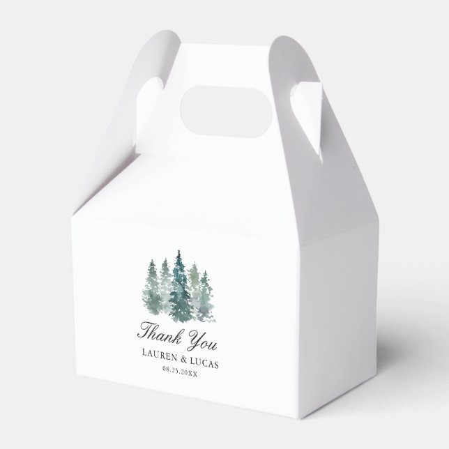 Forest Woodland Trees Pine Thank You Favor Boxes (Front Side)