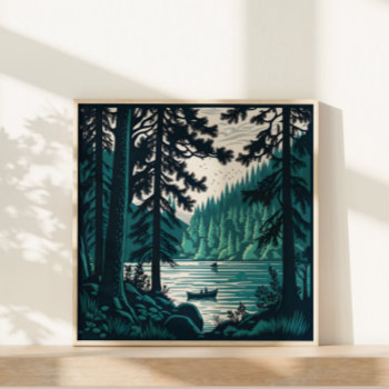 Forest Woods Nature Camping Northern Landscape Poster by SummerSalt at Zazzle