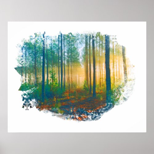 &quot; Forest Woods Rustic Woodland Artsy Poster