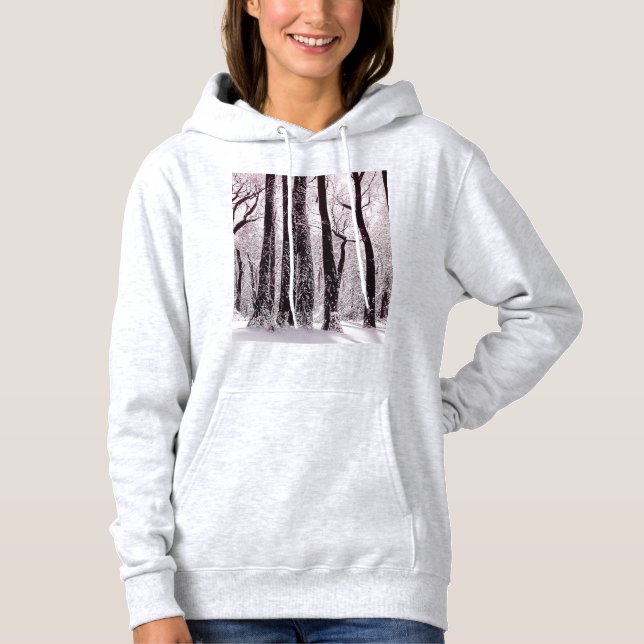 FOREST WOODS SNOWY WINTER SCENERY  HOODIE (Front)