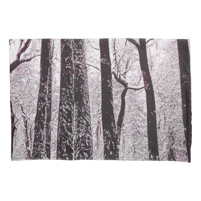 FOREST WOODS SNOWY WINTER SCENERY  PILLOW CASE (Front)