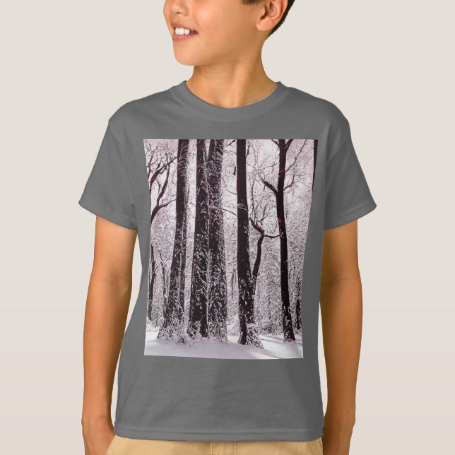 FOREST WOODS SNOWY WINTER SCENERY  T-Shirt (Front)