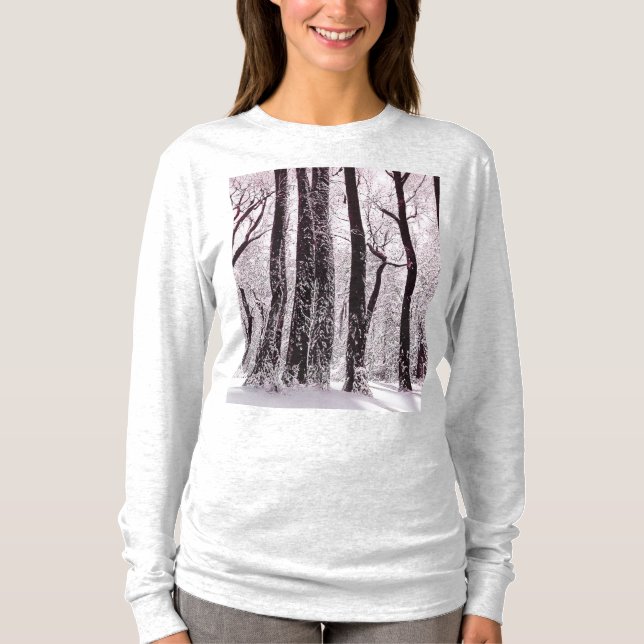 FOREST WOODS SNOWY WINTER SCENERY   T-Shirt (Front)