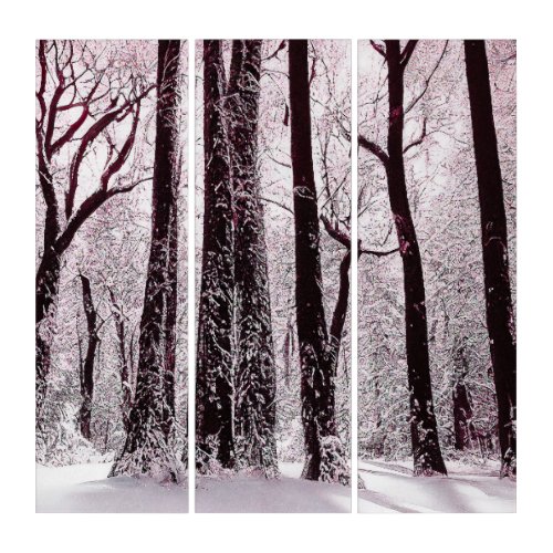 FOREST WOODS SNOWY WINTER SCENERY  TRIPTYCH