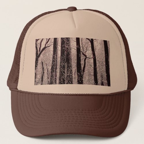 FOREST WOODS SNOWY WINTER SCENERY   TRUCKER HAT