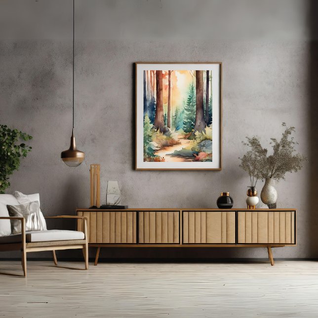 Forest Woodsy in Watercolor Poster  (Forest Woodsy in Watercolor Poster)