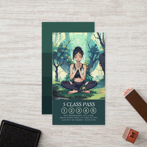 Forest Yoga Meditation Reiki Instructor Class Pass Loyalty Card