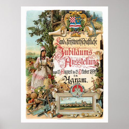 Forestry Exhibition Austria Vintage Poster 1891