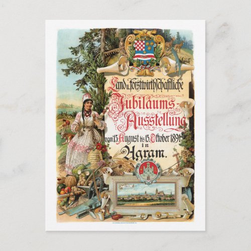Forestry Exhibition Austria Vintage Poster 1891 Postcard