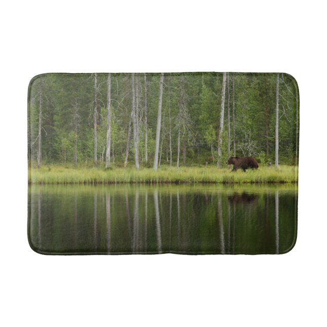 Forests | Bear at Taiga Forest Northern Finland Bath Mat (Front)