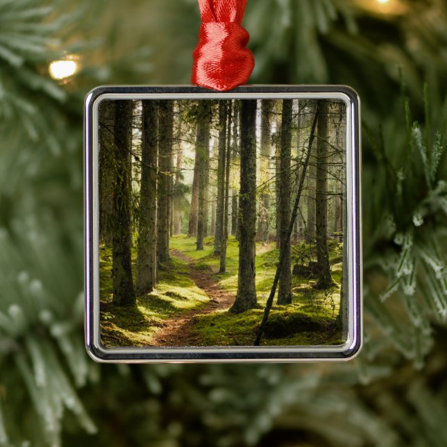 Forests | Boreal Forest Sweden Metal Ornament (Tree)
