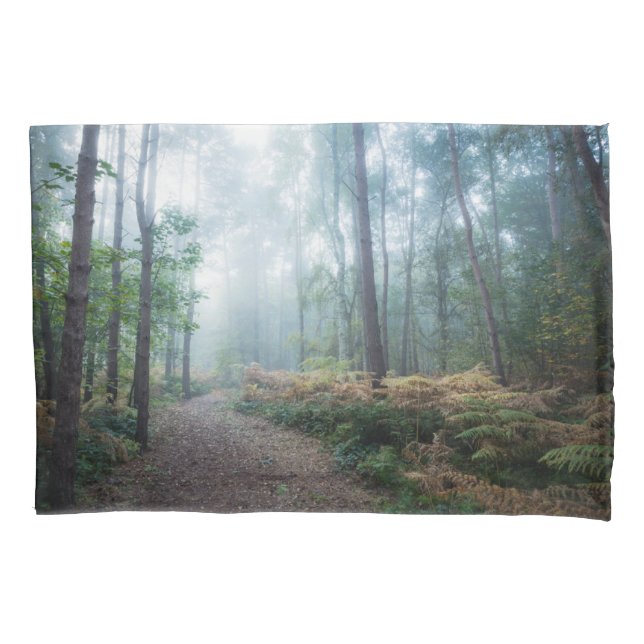 Forests | Dark Foggy Woods Norfolk UK Pillow Case (Front)