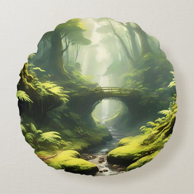 Forest's Embrace Round Pillow (Front)