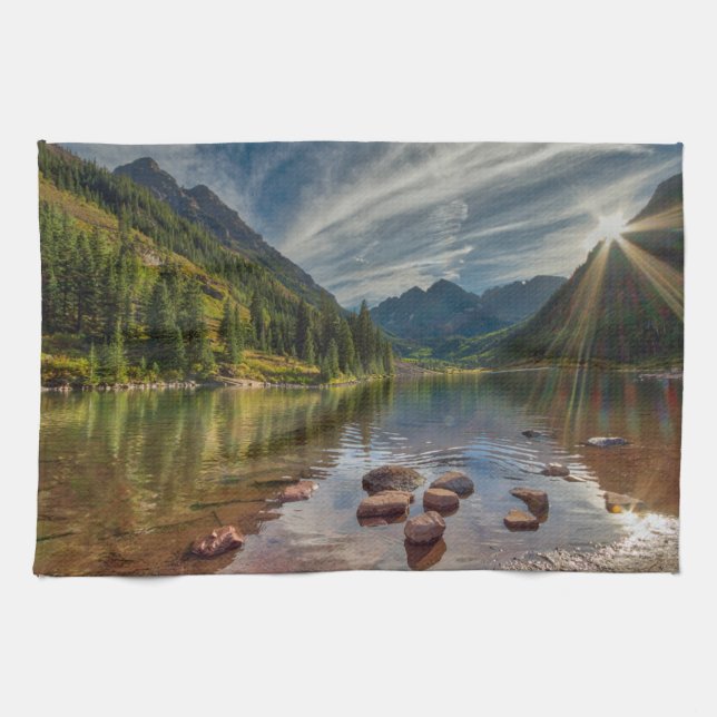 Forests | Maroon Bells Colorado Kitchen Towel (Horizontal)