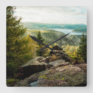 Forests Ore Mountains Germany Square Wall Clock