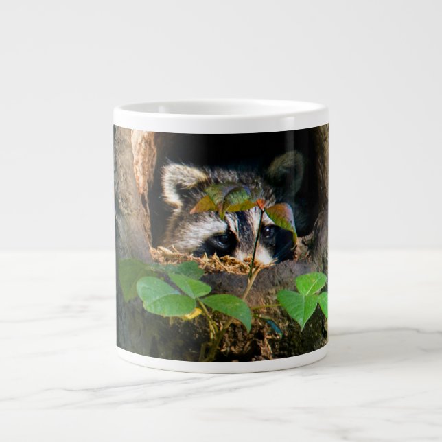 Forests | Raccoon Peeking Giant Coffee Mug (Front)