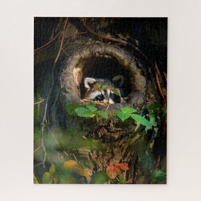 Forests | Raccoon Peeking Jigsaw Puzzle (Vertical)