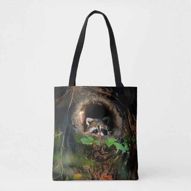Forests | Raccoon Peeking Tote Bag (Front)