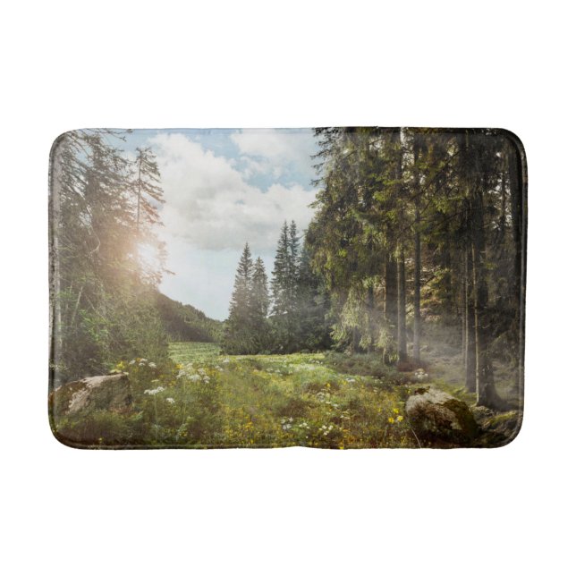 Forests | Sun Peeking Thru Bath Mat (Front)