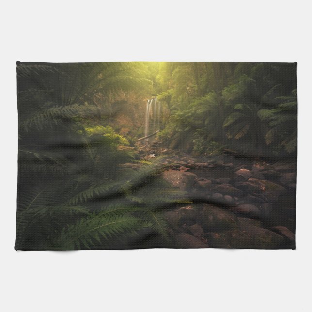 Forests | Sunlight Highlights Waterfall Kitchen Towel (Horizontal)