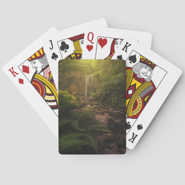 Forests | Sunlight Highlights Waterfall Poker Cards (Back)